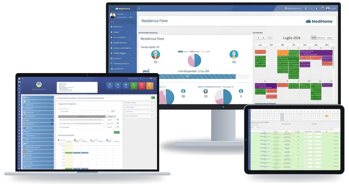 Il gestionale MediHome su monitor, portatile e tablet